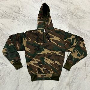 Vintage 80s Wear guard thermal line zip up camo hoodie